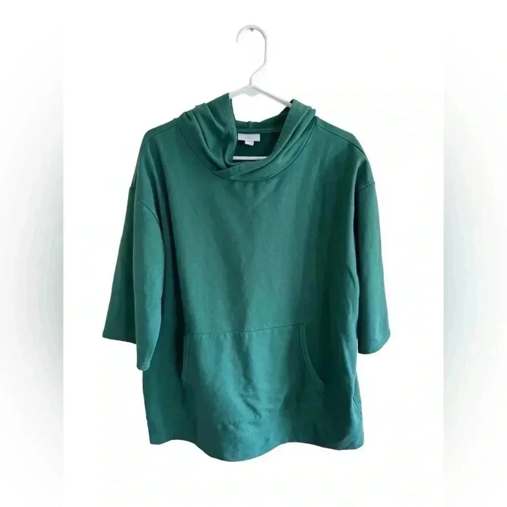 J.Jill Fit Woman's Green Elevate Terry Crossover Hoodie Sz Med - Picture 6 of 9